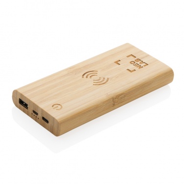 Logotrade Geschäftsgeschenke das Foto: 8.000mAh Bambus-Wireless-Powerbank