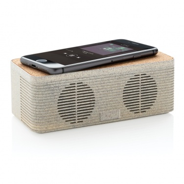 Logotrade Firmengeschenke das Foto: Weizenstroh Wireless Charging Lautsprecher