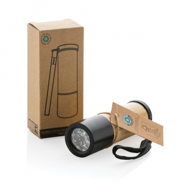 Logotrade Geschäftsgeschenke das Foto: Bambus- und RCS-Recyclingplastiktaschenlampe