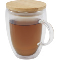 Leona 350 ml Glasbecher mit Bambusdeckel, Transparent klar