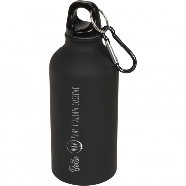 Logo trade promotional giveaway photo of: Oregon 400 ml matte water bottle with carabiner
