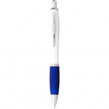 Logo trade promotional merchandise image of: Nash ballpoint pen with white barrel and coloured grip