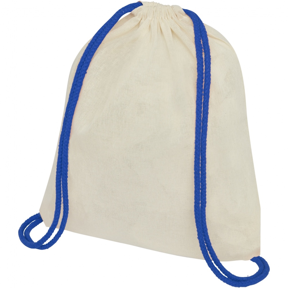 Logotrade advertising product picture of: Oregon 100 g/m² cotton drawstring bag with coloured cords 5L