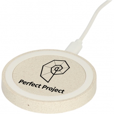 Logo trade promotional merchandise photo of: Naka 5W wheat straw wireless charging pad