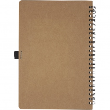 Logo trade promotional merchandise photo of: Cobble A5 wire-o recycled cardboard notebook with stone paper