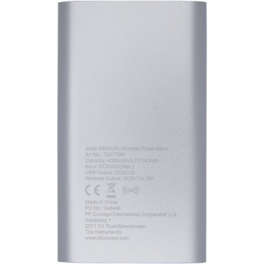 Logo trade promotional products picture of: Juice 4000mAh wireless power bank 