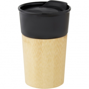 Logo trade advertising product photo of: Pereira 320 ml porcelain mug with bamboo outer wall