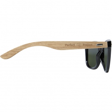 Logo trade promotional merchandise image of: Hiru rPET/wood mirrored polarized sunglasses in gift box