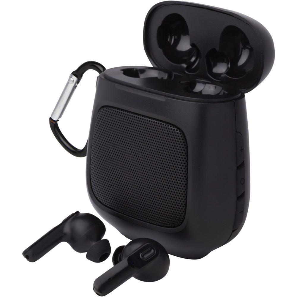 Logo trade promotional giveaways picture of: Remix auto pair True Wireless earbuds and speaker