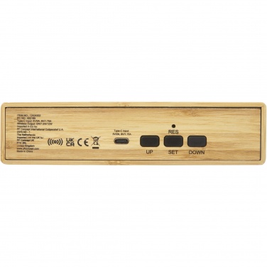Logo trade promotional giveaways picture of: Minata bamboo wireless charger with clock