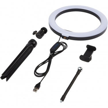 Logo trade promotional items image of: Studio ring light for selfies and vlogging with phone holder and tripod