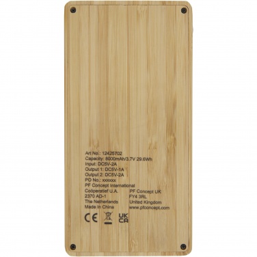 Logotrade business gift image of: Alata 8000 mAh bamboo solar power bank