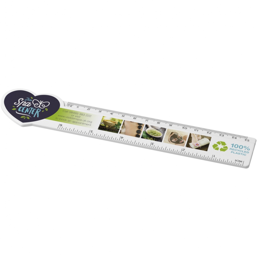 Logo trade promotional gifts image of: Tait 15 cm heart-shaped recycled plastic ruler