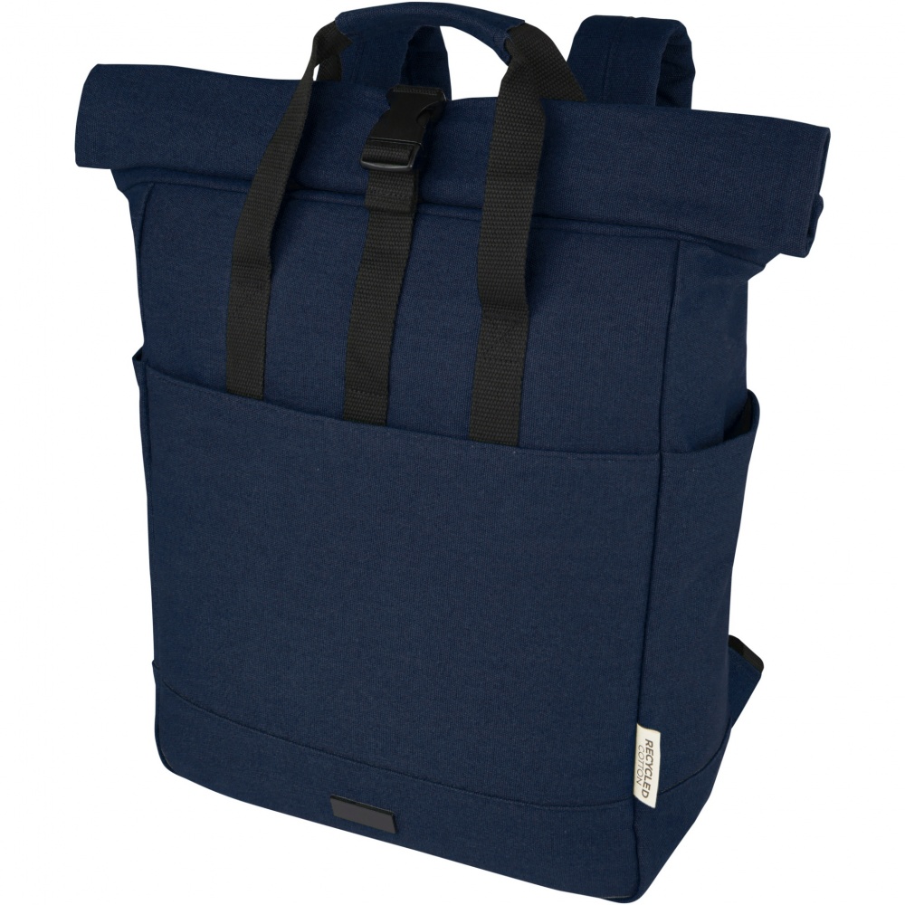 Logo trade corporate gifts picture of: Joey 15” GRS recycled canvas rolltop laptop backpack 15L