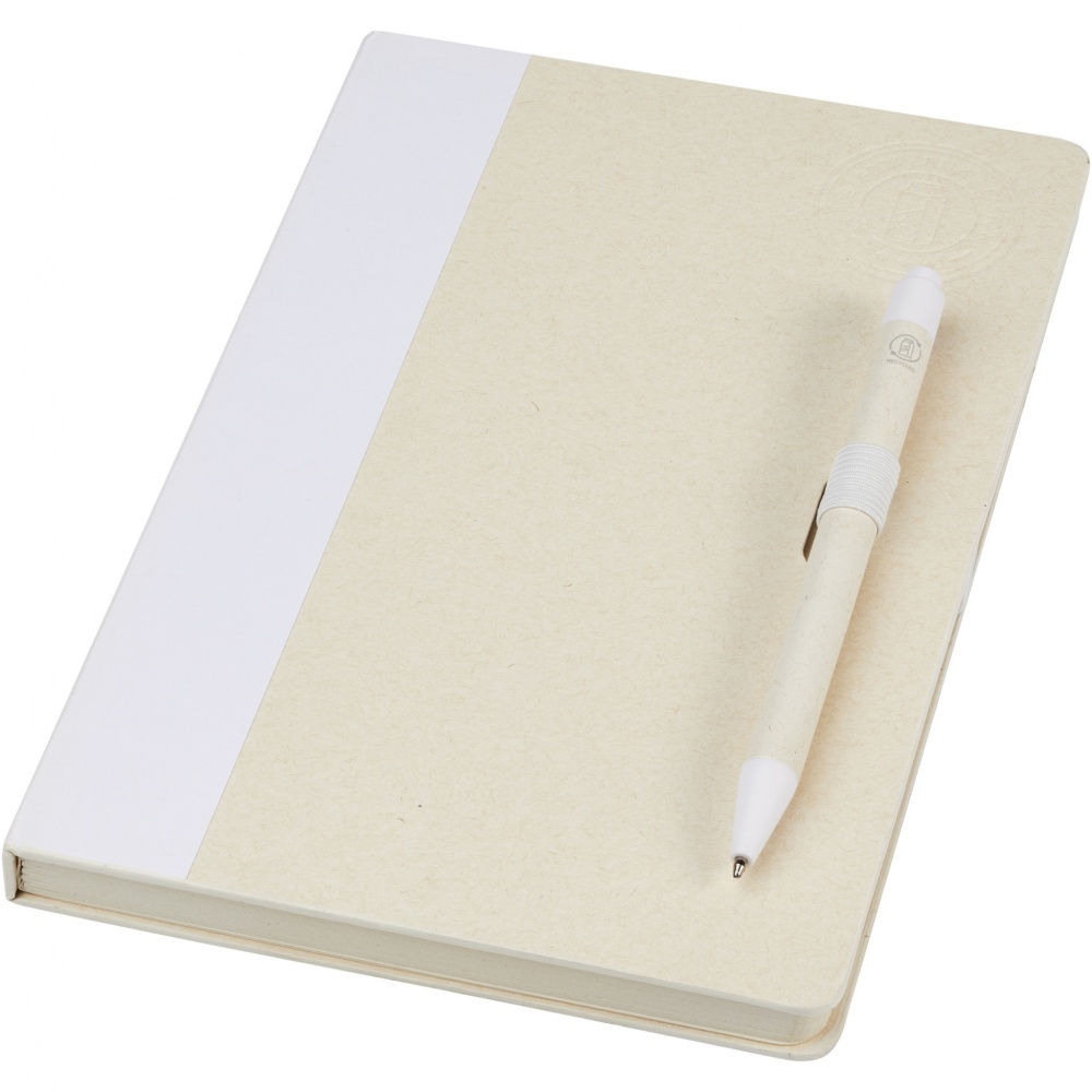 Logo trade promotional giveaway photo of: Dairy Dream A5 size reference recycled milk cartons notebook and ballpoint pen set
