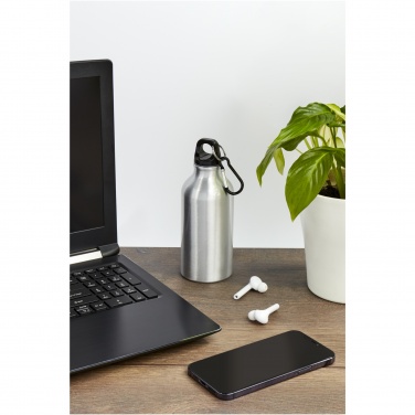 Logo trade promotional merchandise picture of: Oregon 400 ml RCS certified recycled aluminium water bottle with carabiner