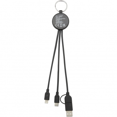 Logo trade promotional product photo of: Tecta 6-in-1 recycled plastic/bamboo charging cable with keyring