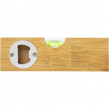 Logo trade promotional merchandise picture of: Flush bamboo spirit level with bottle opener