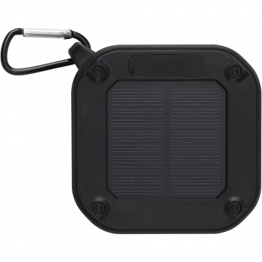 Logotrade promotional items photo of: Solo 3W IPX5 RCS recycled plastic solar Bluetooth® speaker with carabiner 