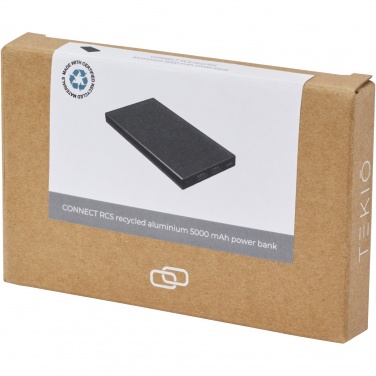 Logotrade promotional item image of: Connect 5000 mAh recycled aluminium power bank