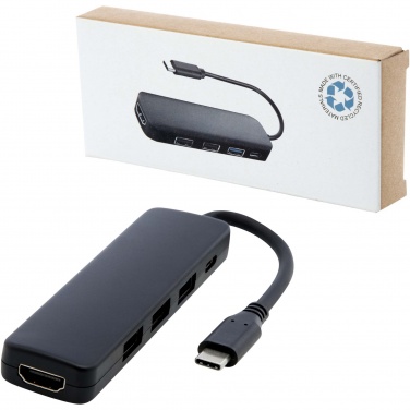 Logo trade promotional merchandise photo of: Loop RCS recycled plastic multimedia adapter USB 2.0-3.0 with HDMI port