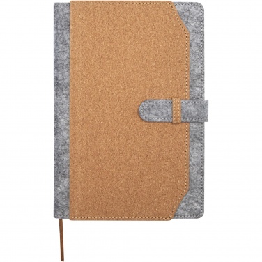 Logo trade promotional item photo of: Viviana A5 recycled felt and cork notebook