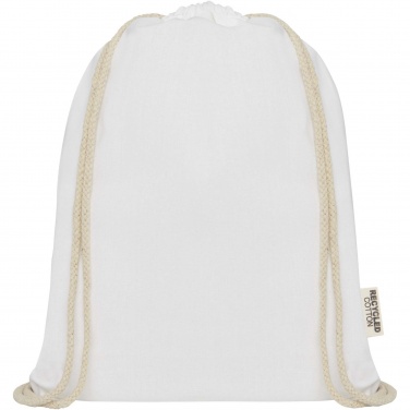 Logo trade promotional giveaway photo of: Oregon 140 g/m² GRS recycled cotton drawstring bag