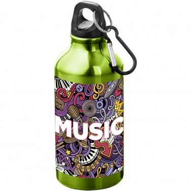 Logo trade business gifts image of: Oregon 400 ml aluminium water bottle with carabiner