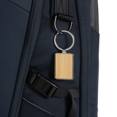 Logotrade promotional item picture of: RCS recycled zinc alloy rectangle keychain with bamboo