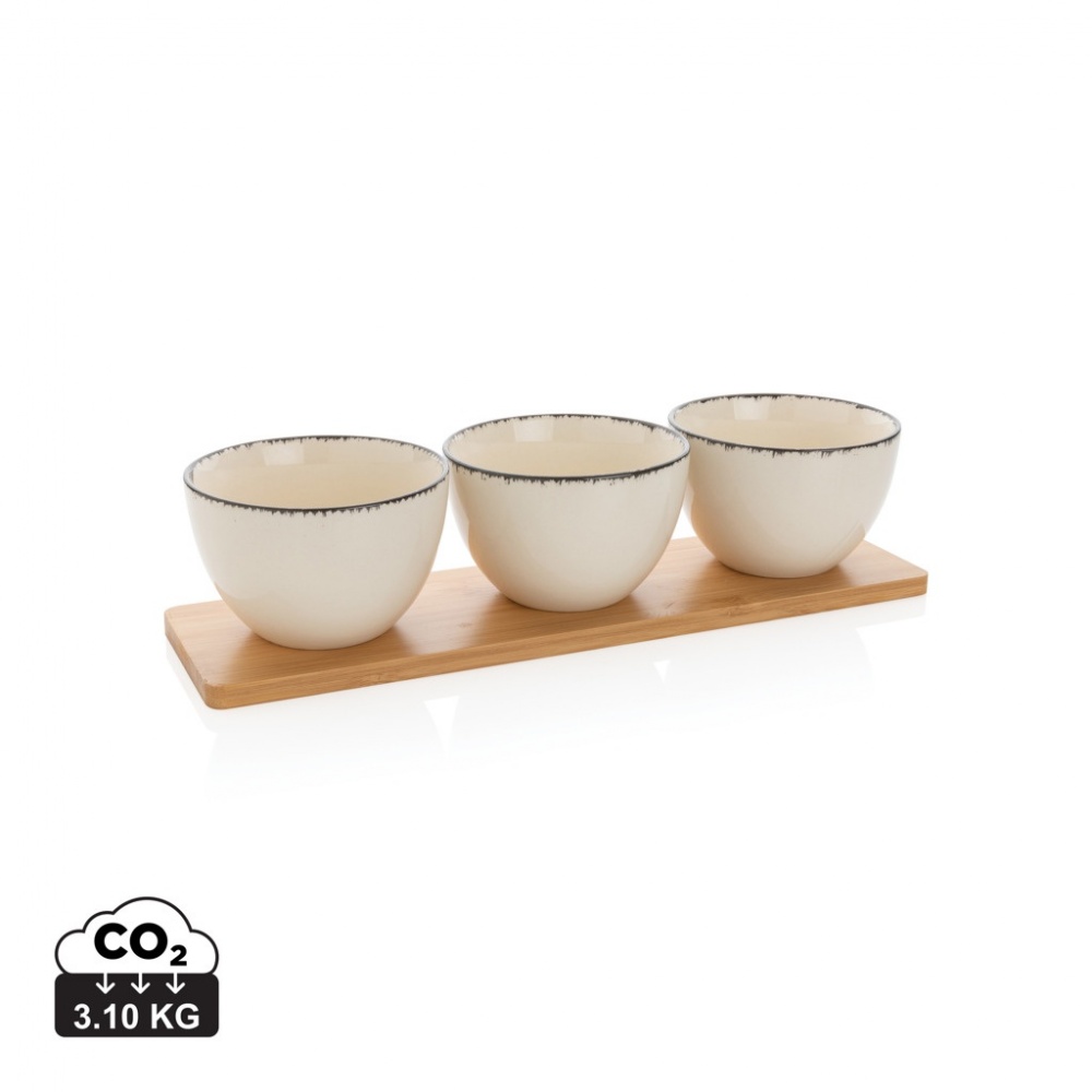 Logotrade promotional giveaway image of: Ukiyo 3pc serving bowl set with bamboo tray