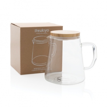Logotrade promotional gift image of: Ukiyo borosilicate glass carafe with bamboo lid 1.2L