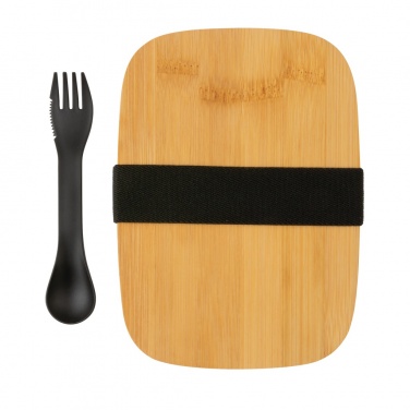 Logotrade promotional giveaways photo of: Stainless steel lunchbox with bamboo lid and spork