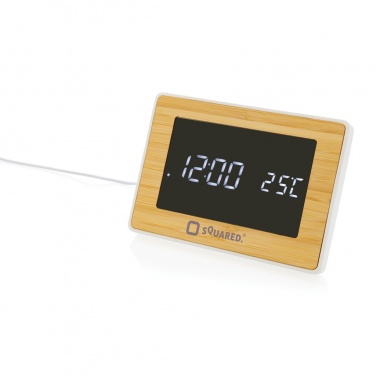 Logotrade promotional product image of: Utah RCS recycled plastic and bamboo LED clock