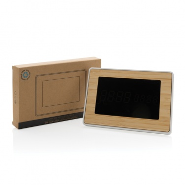 Logo trade corporate gifts image of: Utah RCS recycled plastic and bamboo LED clock