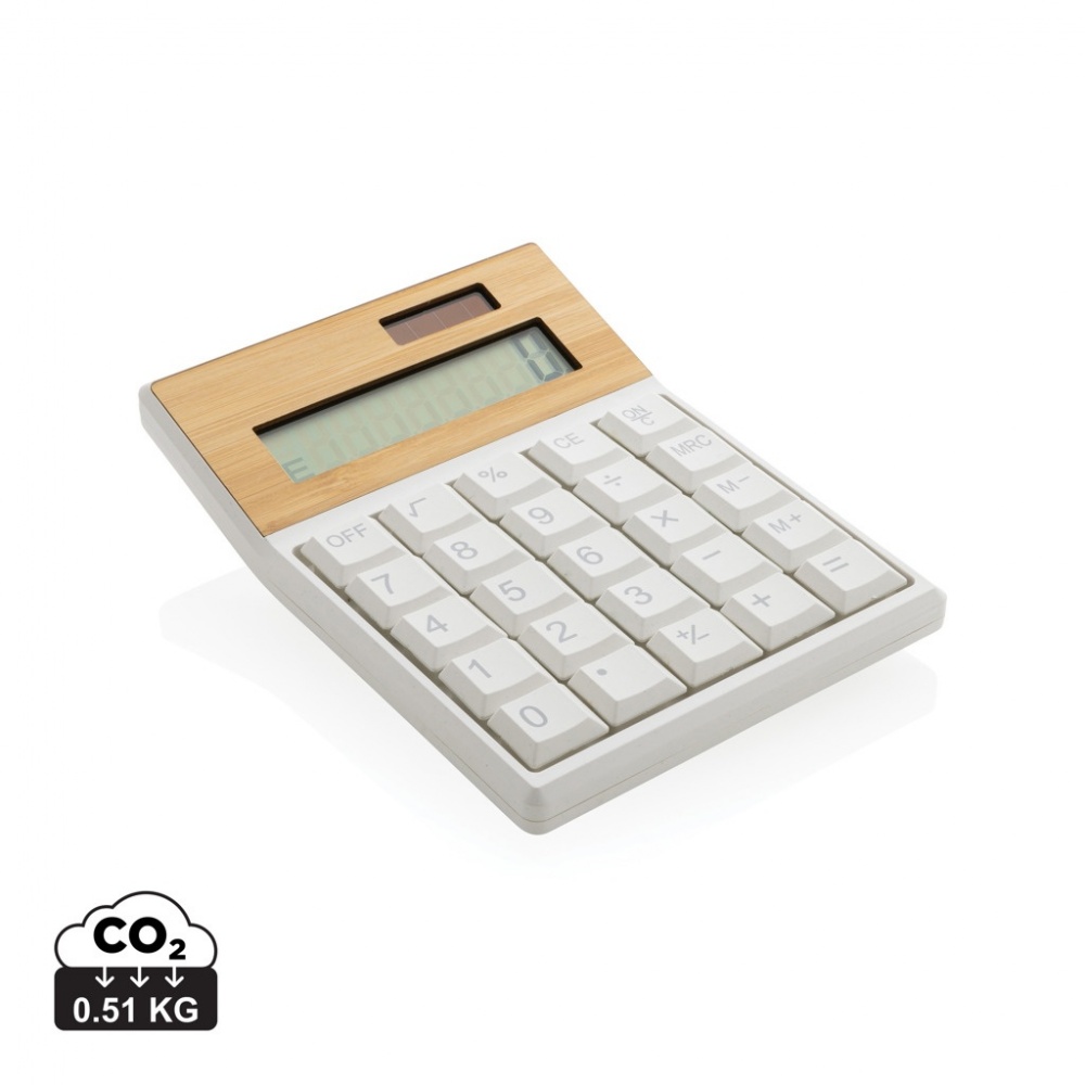 Logo trade business gifts image of: Utah RCS recycled plastic and  bamboo calculator