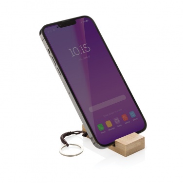 Logo trade promotional merchandise photo of: Standkey bamboo keychain phone stand