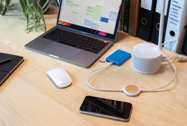 Logotrade business gift image of: 3-in-1 cable with 5W bamboo wireless charger