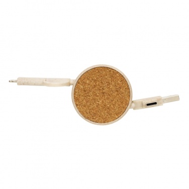 Logo trade corporate gifts picture of: Cork and Wheat 6-in-1 retractable cable