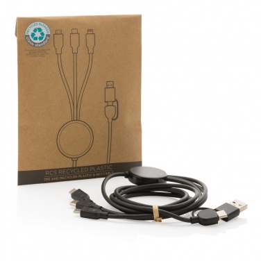 Logo trade promotional product photo of: RCS recycled TPE and recycled plastic 6-in-1 cable