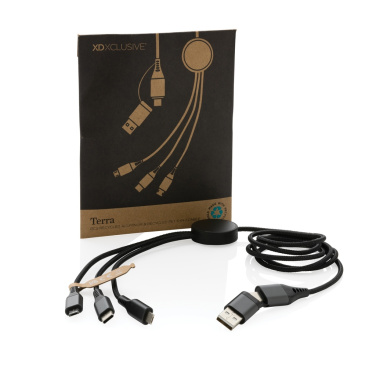 Logo trade promotional merchandise photo of: Terra RCS recycled aluminium 120cm 6-in-1 cable