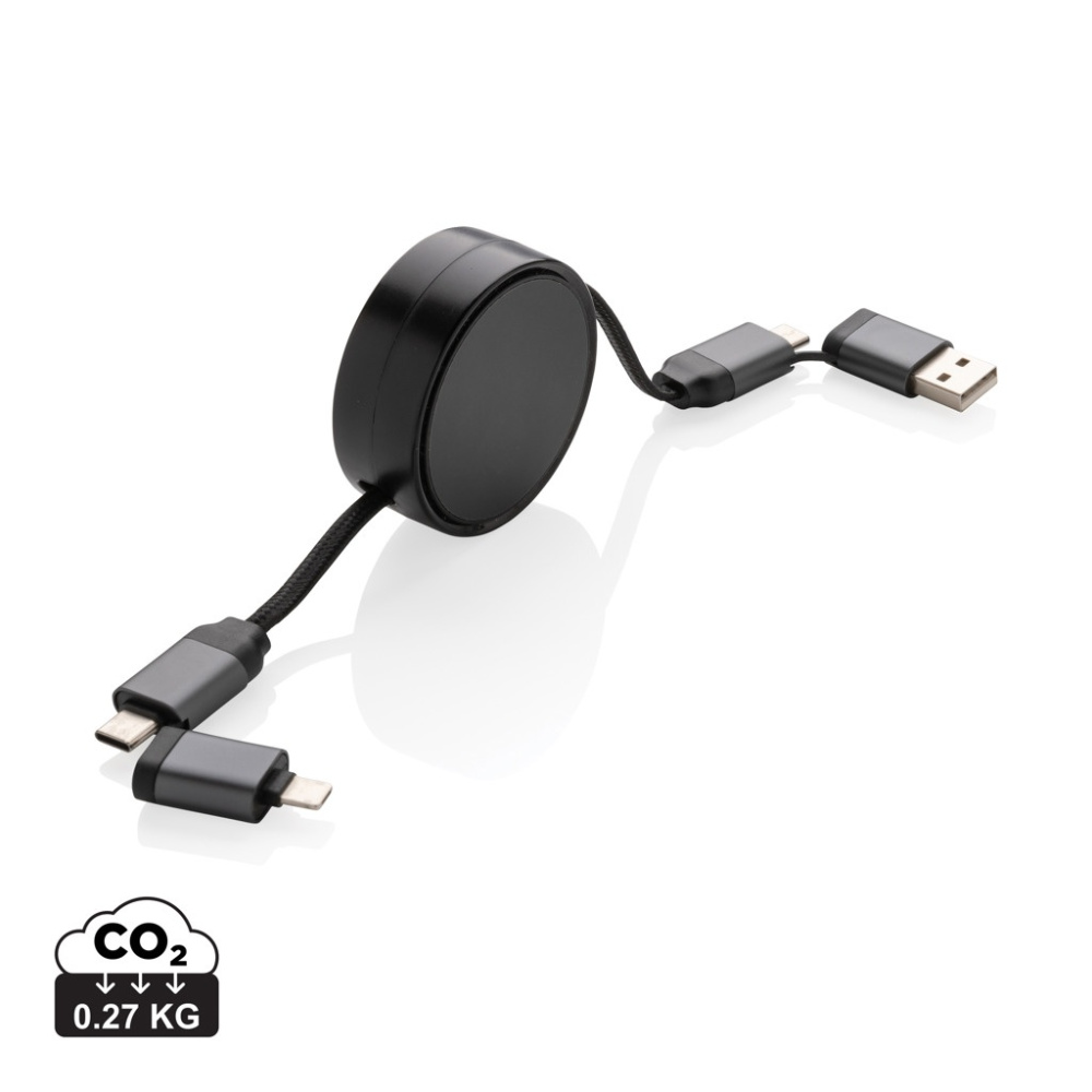 Logo trade promotional merchandise photo of: Terra RCS recycled aluminium retractable 6 in 1 cable
