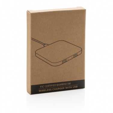 Logotrade advertising product picture of: Bamboo 5W wireless charger with USB