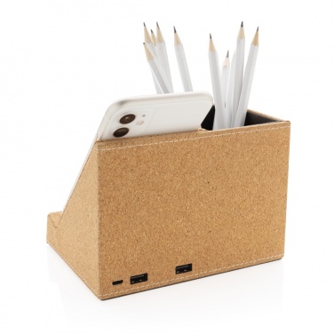 Logotrade promotional giveaway picture of: Cork pen holder and 5W wireless charger