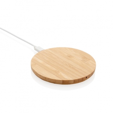 Logotrade promotional item picture of: Bamboo 5W round wireless charger