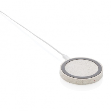 Logo trade promotional merchandise photo of: Wheat Straw 5W round wireless charging pad