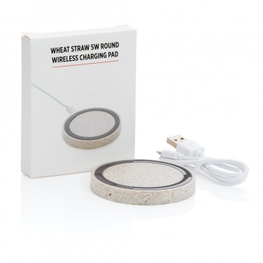 Logotrade promotional product image of: Wheat Straw 5W round wireless charging pad