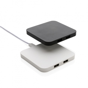 Logotrade promotional products photo of: RCS recycled plastic 10W Wireless charger with USB Ports