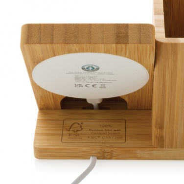 Logo trade promotional items image of: Calgary bamboo 10W wireless charger