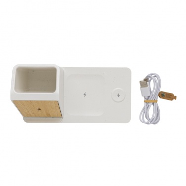 Logotrade promotional product image of: Ontario recycled plastic & bamboo 3-in-1 wireless charger