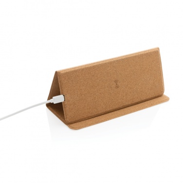 Logo trade advertising products image of: 10W wireless charging cork mousepad and stand